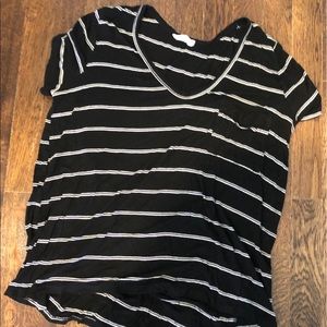 Black and White Striped Pocket Tee